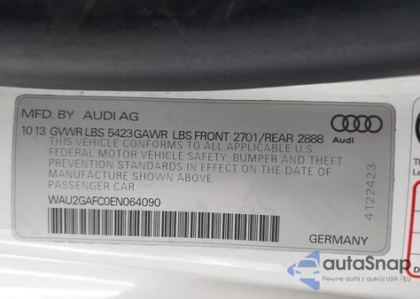 2014 Audi A7 3.0T Premium Plus from USA, damaged, VIN WAU2GAFC0EN064090